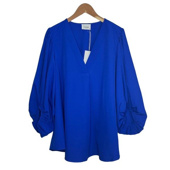 Andree By Unit Cobalt Blue Blouse Size 1X Balloon Sleeve NWT - Picture 1 of 9